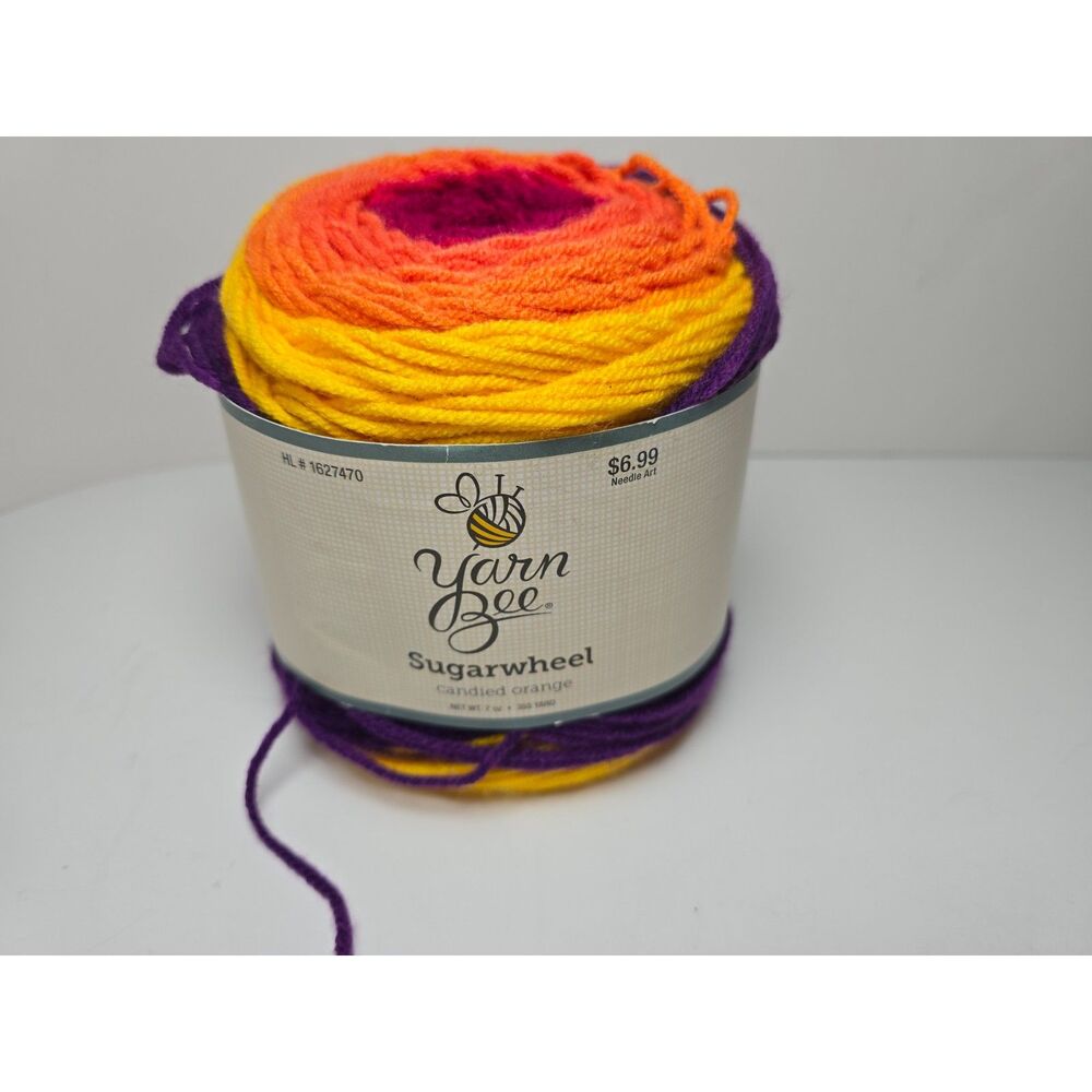 Yarn Bee Sugarwheel Candied Orange Striping Yarn Cake 355 Yds. 100% Acrylic